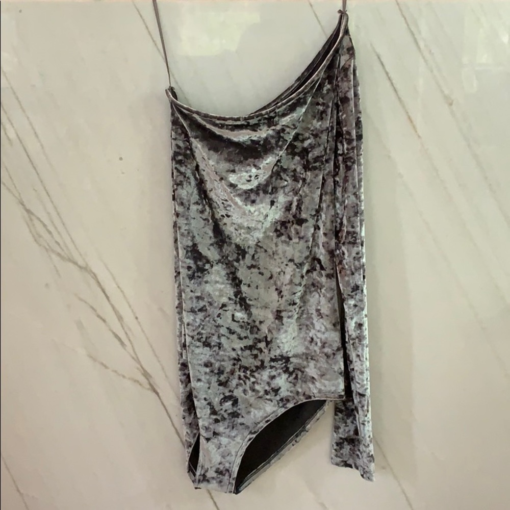 Zara asymmetrical velvet body suit